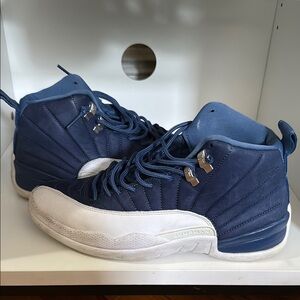 Blue and White High-Top Sneakers